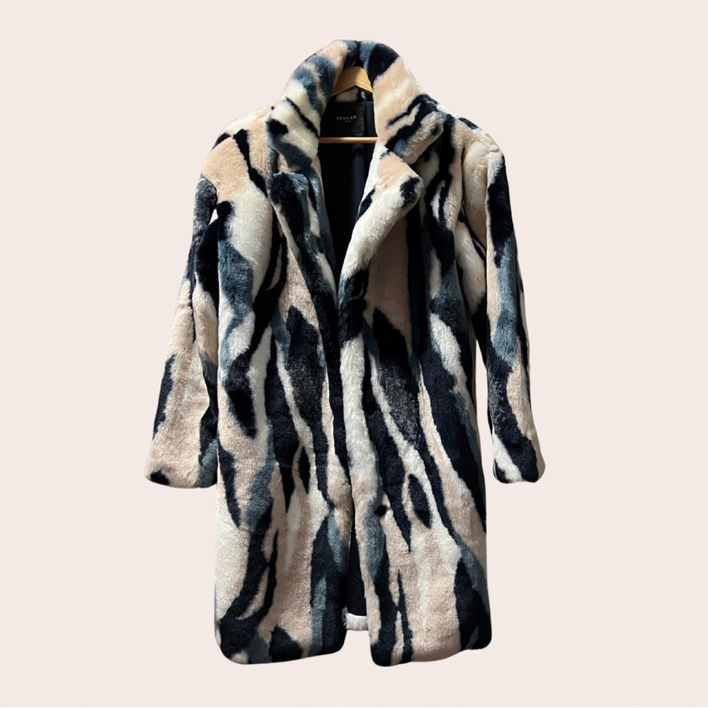 Blue toned faux fur jacket || BEULAH STYLE || size S